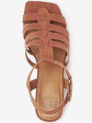 Tan Brown Regular/Wide Fit Forever Comfort® Gladiator Block Heel Sandals - Image 6 of 7