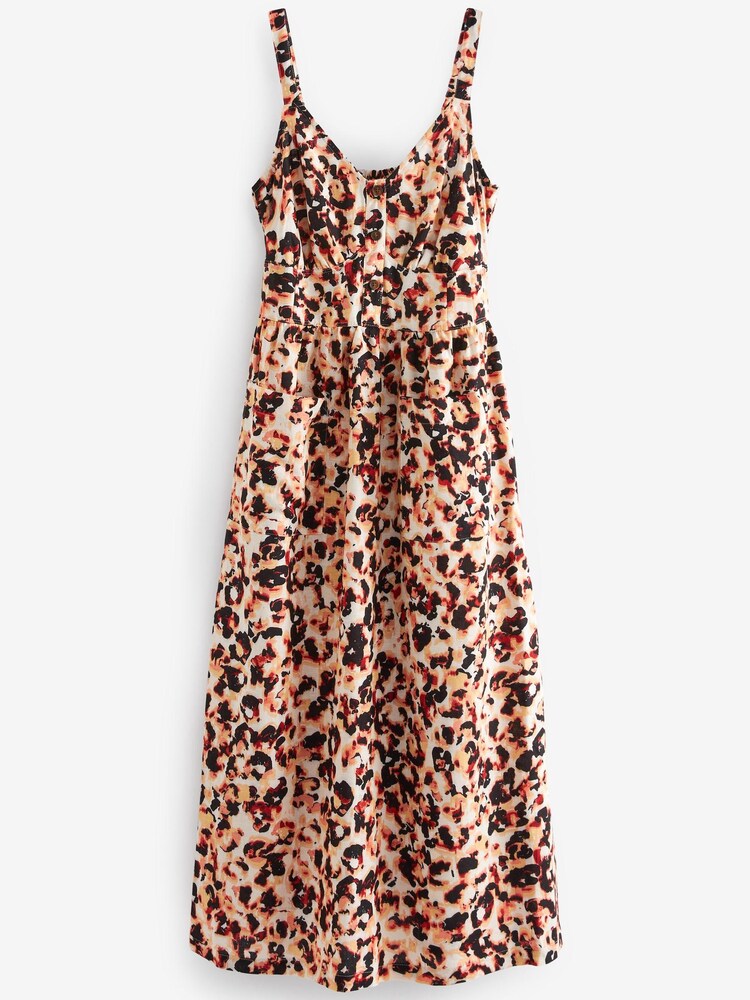 Brown Animal Cami Midi Summer Dress - Image 4 of 4 Brown Animal Cami Midi Summer Dress - Image 4 of 4
