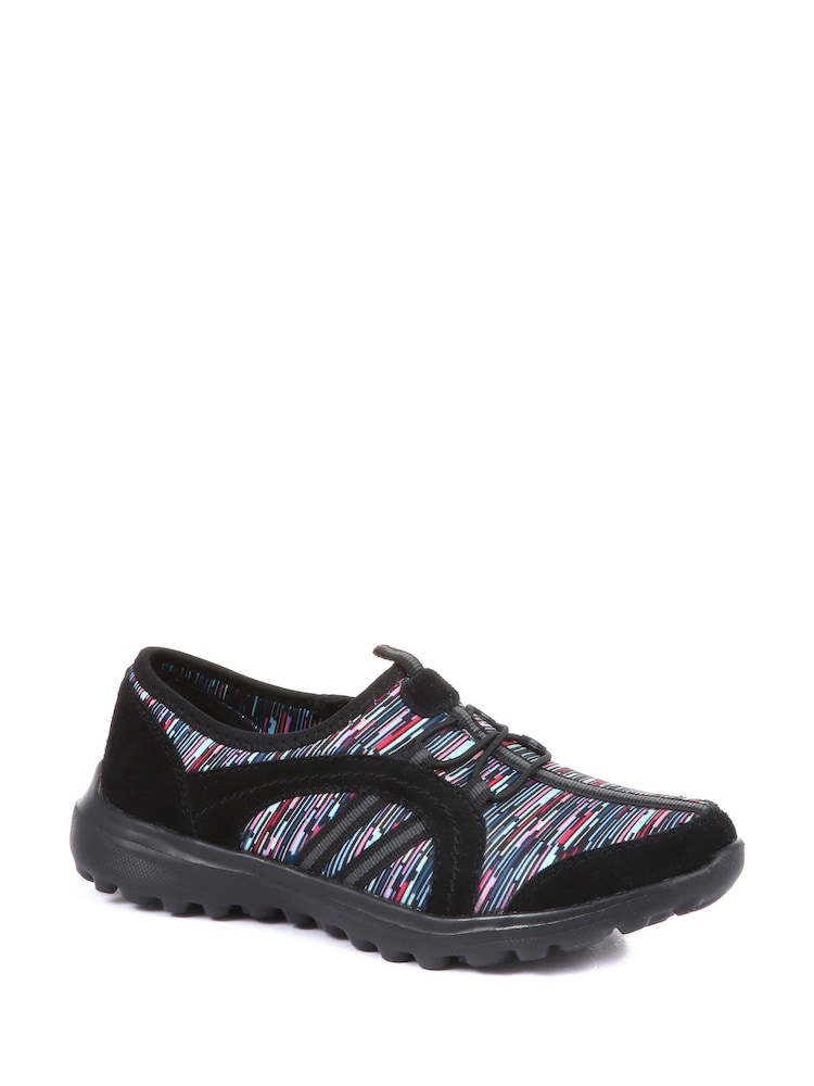 Negro multicolor - Zapatillas de deporte sin cierres ligeras de corte ancho de mujer de Pavers - Imagen 2 de 5