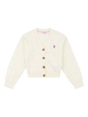 US Polo Assn. Кардиган с узором "косичка" для девочек - Изображение 1 из 1