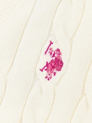 U.S. Polo Assn. Cream Girls Cable Knit Cardigan - Image 3 of 3