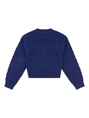 U.S. Polo Assn. Blue Girls Cable Knit Cardigan - Image 6 of 7