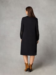 Live Unlimited Black Petite Crochet Trim Sleeve Dress - Image 2 of 4