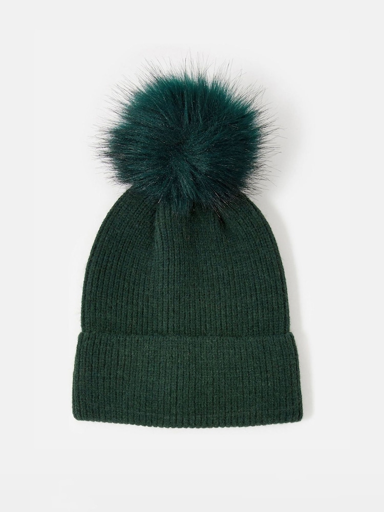 Accessorize Green Womens Knit Pom Pom Beanie - Image 1 of 1