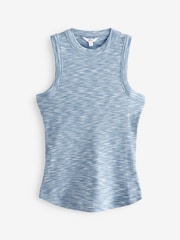Spacedye Chambray Blue Ribbed Racer Tank Vest Top - Image 5 of 5