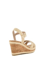 Dune London Natural Chrome Wide Fit Braided Upper High Wedge Heel Kelisa Sandals - Image 5 of 7