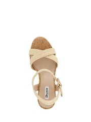 Dune London Natural Chrome Wide Fit Braided Upper High Wedge Heel Kelisa Sandals - Image 6 of 7