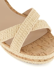 Dune London Natural Chrome Wide Fit Braided Upper High Wedge Heel Kelisa Sandals - Image 7 of 7
