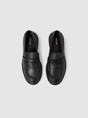Reiss Black Adele Leather Chunky Cleated Loafers - Image 3 of 5