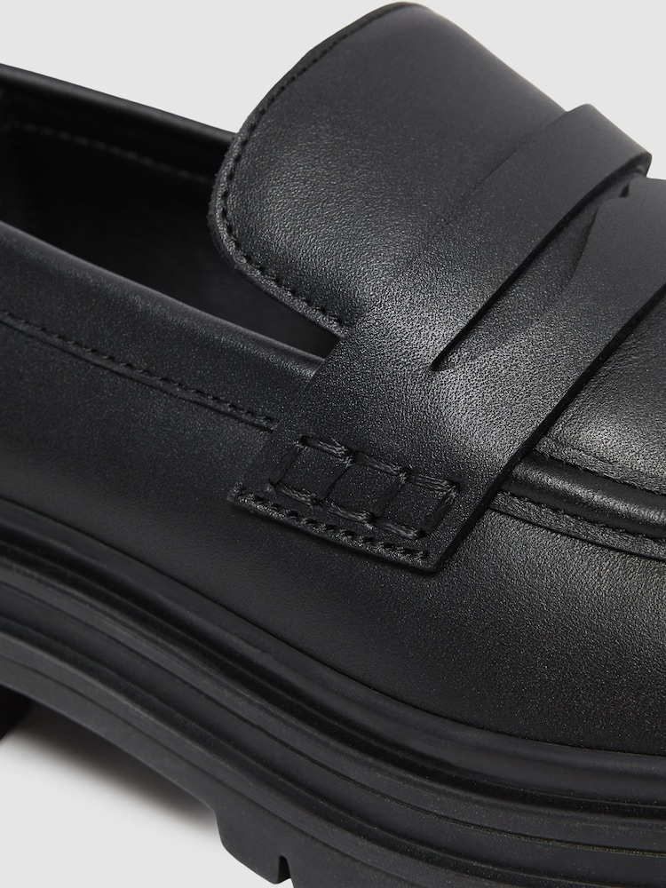 Reiss Black Adele Leather Chunky Cleated Loafers - Image 5 of 5