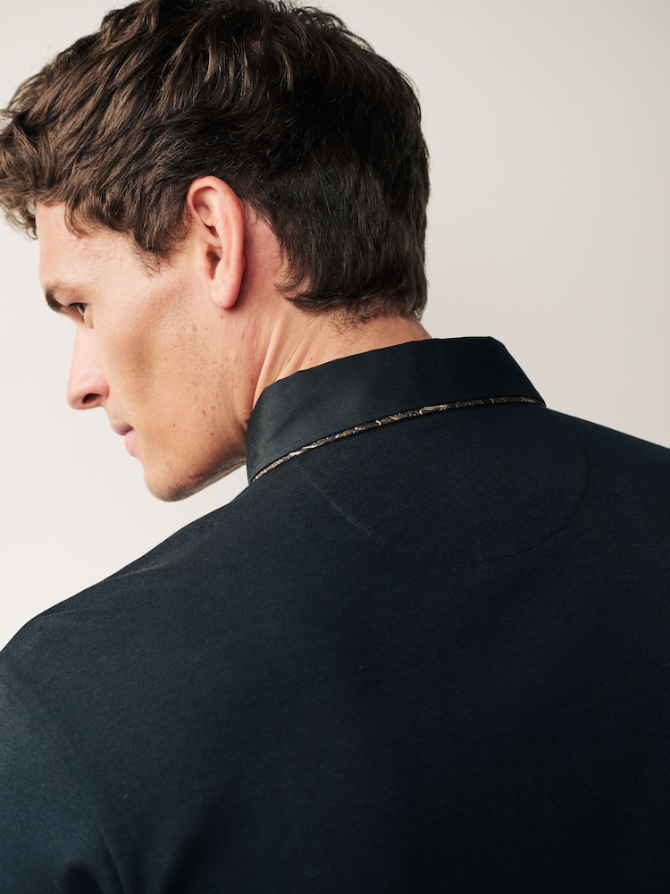 Black/Gold Short Sleeve Smart Collar Polo Shirt - Image 5 of 9