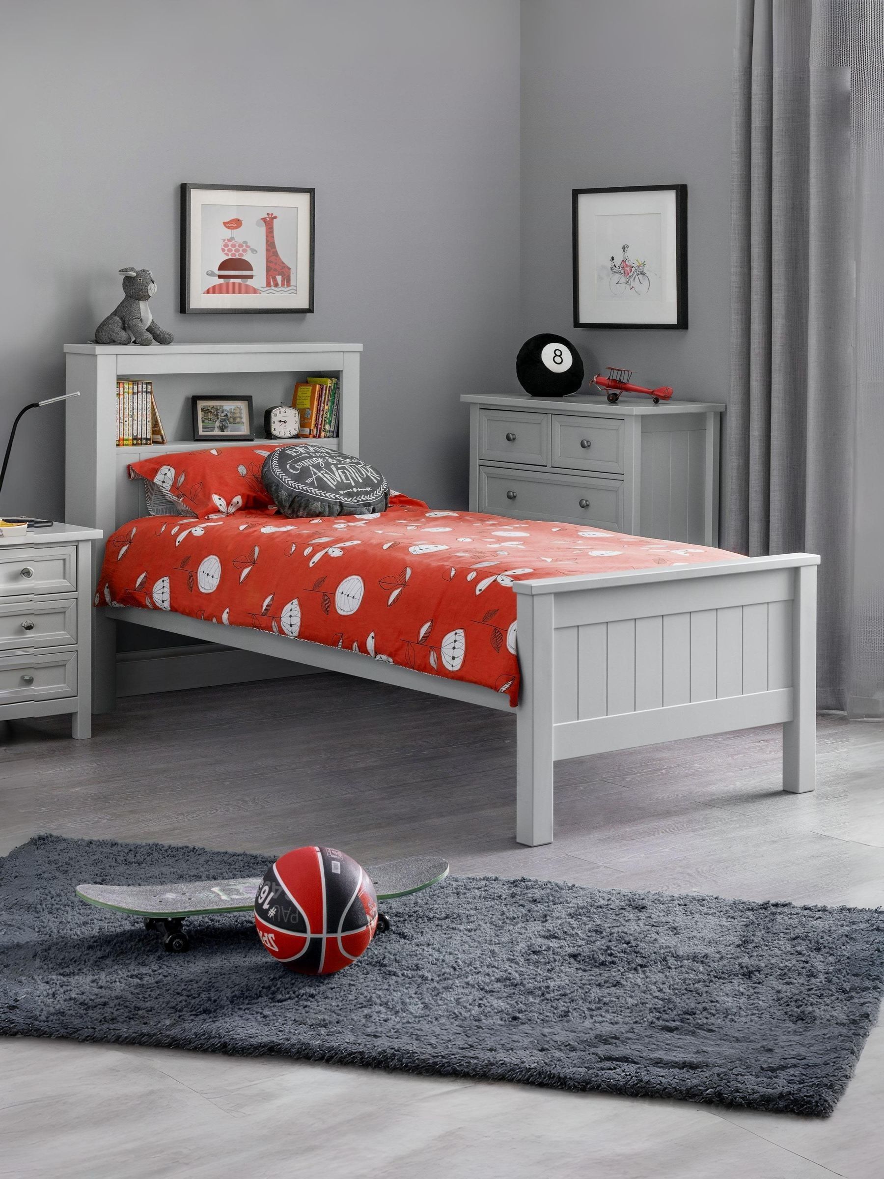 Julian Bowen Maine Bookcase Dove Grey Wooden Bed Frame - 3ft Single - Image 5