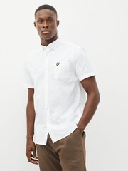 Lyle & Scott White 100% Cotton Short Sleeve Oxford Shirt - Image 1 of 8