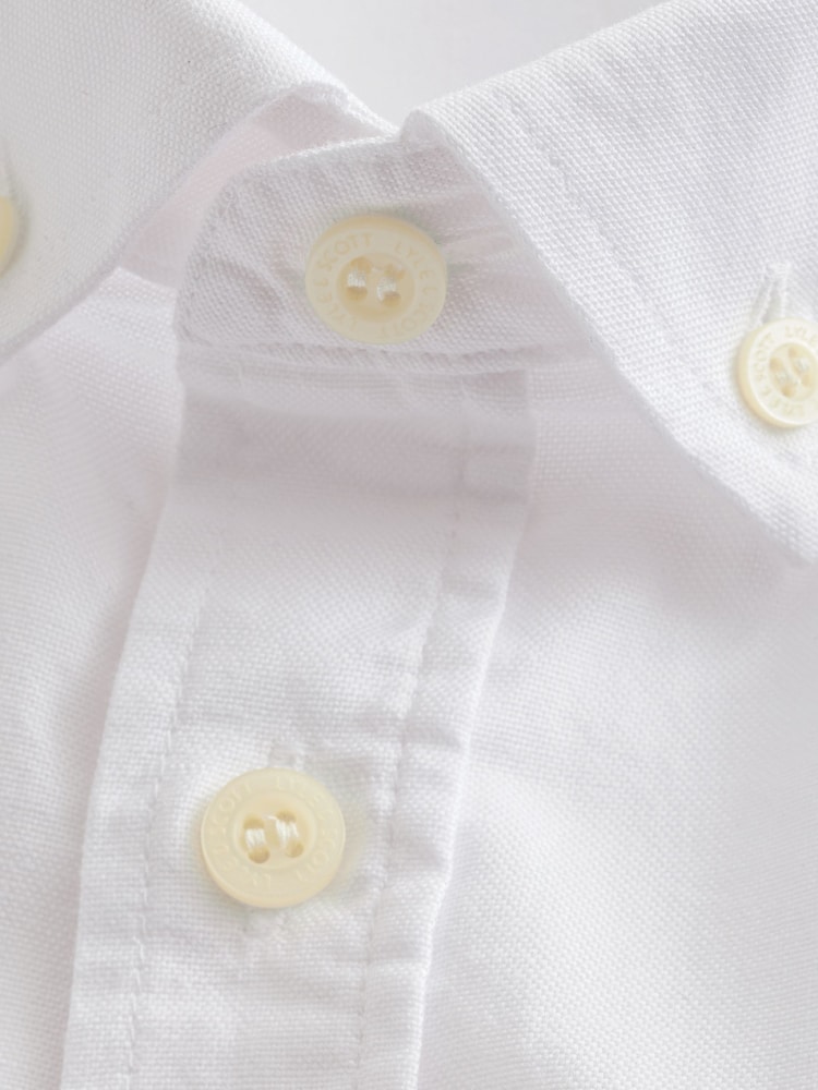 Lyle & Scott White 100% Cotton Short Sleeve Oxford Shirt - Image 8 of 8