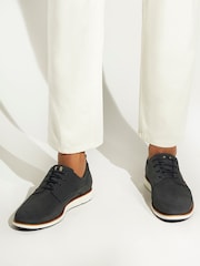 Dune London Blue Wide Fit Wide Fit Barnabey Perforated Wedge Casual Shoes - Image 1 of 6