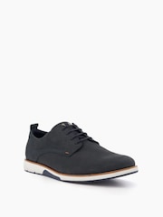 Dune London Blue Wide Fit Wide Fit Barnabey Perforated Wedge Casual Shoes - Image 3 of 6