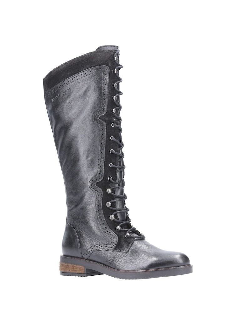 Schwarz - Hush Puppies Rudy – Lange Stiefel mit Reißverschluss und Schnürung - Bild 2 von 4 Schwarz - Hush Puppies Rudy – Lange Stiefel mit Reißverschluss und Schnürung - Bild 2 von 4