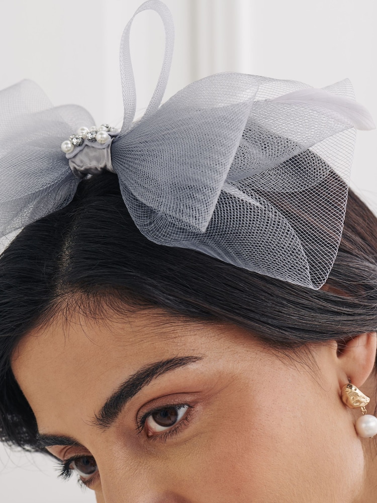 Grey Wedding Fascinator - Image 3 of 3