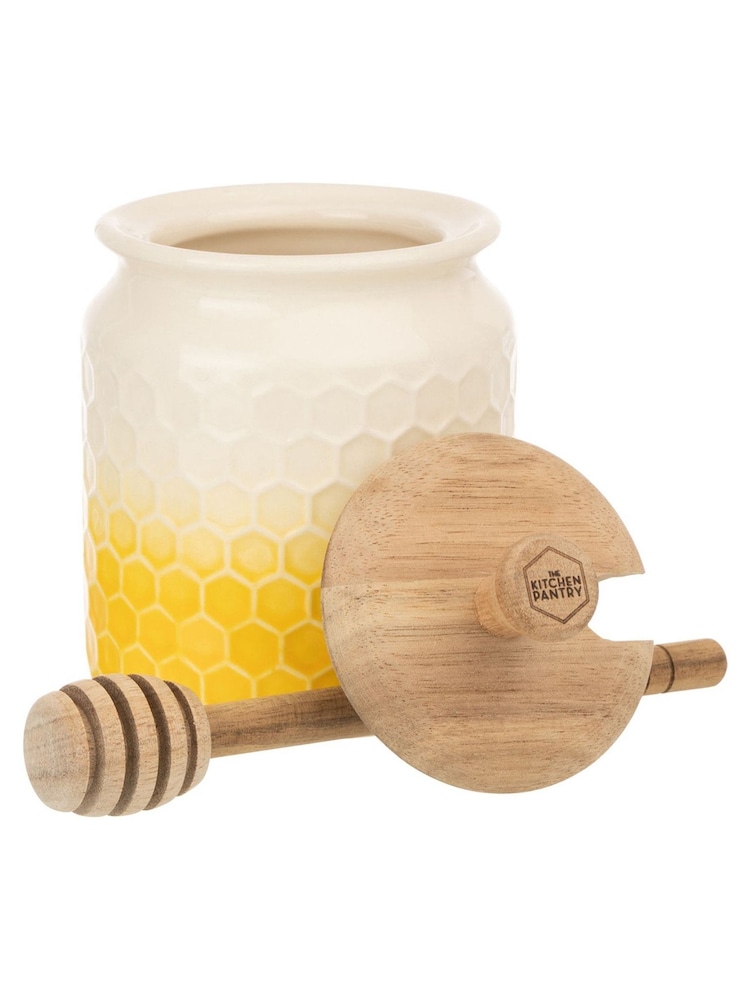 Kitchen Pantry Yellow Honey Pot With Drizzler - Image 2 of 4