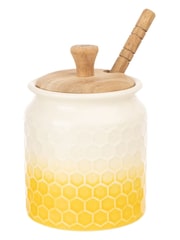 Kitchen Pantry Yellow Honey Pot With Drizzler - Image 3 of 4