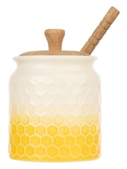 Kitchen Pantry Yellow Honey Pot With Drizzler - Image 4 of 4