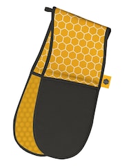 Kitchen Pantry Yellow 100% Cotton Double Oven Gloves - Image 1 of 1