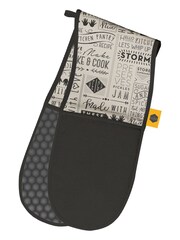 Kitchen Pantry Black 100% Cotton Double Oven Gloves - Image 1 of 1