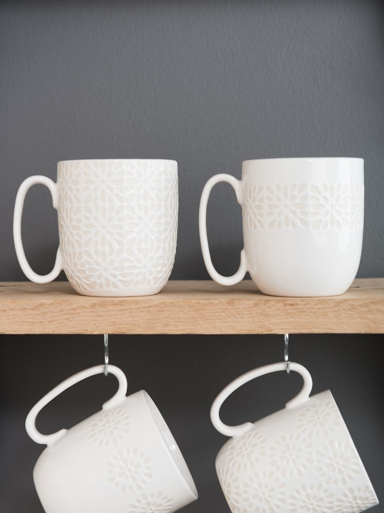 Artisan Street 4 Pack White Mugs - Image 2 of 4