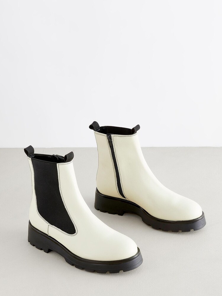 Bone Extra Wide Fit Forever Comfort® Leather Chunky Sole Chelsea Boots - Image 2 of 5