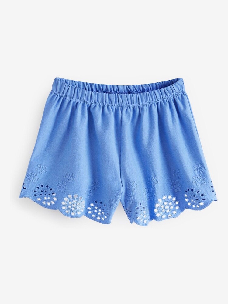 Pink/Blue/Green Jersey Broderie Shorts 3 Pack (3mths-8yrs) - Image 2 of 6
