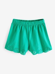 Pink/Blue/Green Jersey Broderie Shorts 3 Pack (3mths-8yrs) - Image 4 of 6