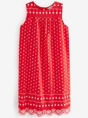Rot / Weiß - Ärmelloses Minikleid mit Lochstickerei - Bild 5 von 5
