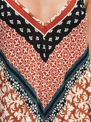 Rust Brown Print Cami Strappy Maxi Summer Dress - Image 4 of 5