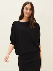 Phase Eight Black Batwing Knitted Becca Dress - Image 1 of 7