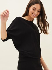 Phase Eight Black Batwing Knitted Becca Dress - Image 4 of 7