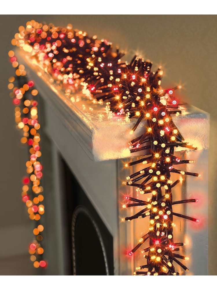 Premier Decorations Ltd Red & Gold 480 LED Clusters With Timer Christmas Lights - Image 1 of 4