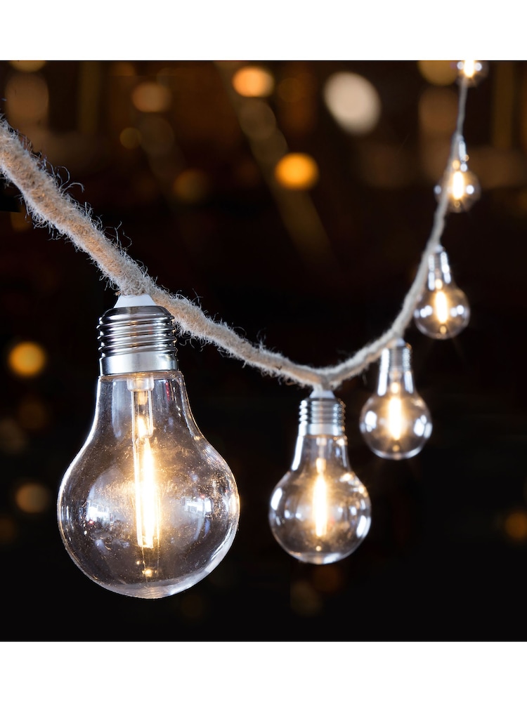 Premier Decorations Ltd Clear 10 LED Jute Rope Christmas Lights 4.5m - Image 1 of 3