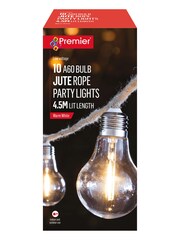 Premier Decorations Ltd Clear 10 LED Jute Rope Christmas Lights 4.5m - Image 2 of 3