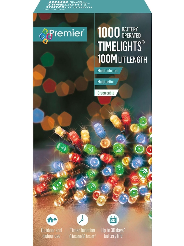 Premier Decorations Ltd 1000 LED Multi Christmas Lights With Timer 100m - Image 2 of 4