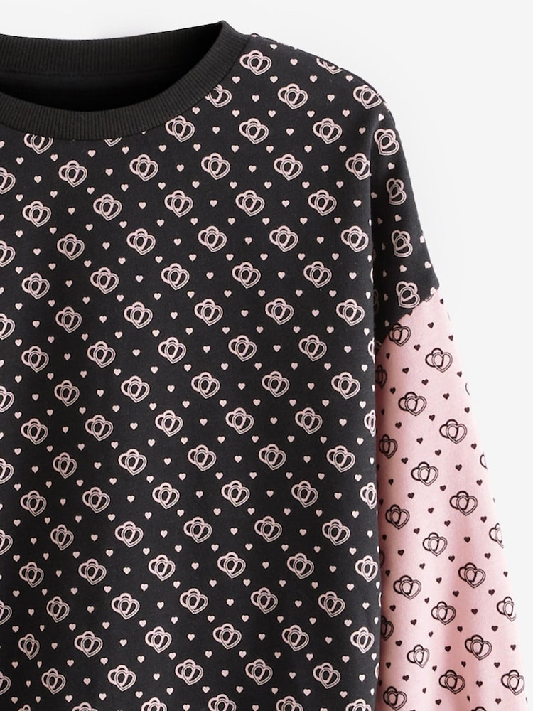 Mono/Pink Cuffed Cosy Jersey Long Sleeved Top (3-16yrs) - Image 1 of 6 Mono/Pink Cuffed Cosy Jersey Long Sleeved Top (3-16yrs) - Image 1 of 6