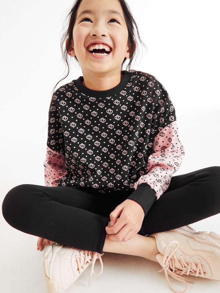 Mono/Pink Cuffed Cosy Jersey Long Sleeved Top (3-16yrs) - Image 2 of 6 Mono/Pink Cuffed Cosy Jersey Long Sleeved Top (3-16yrs) - Image 2 of 6