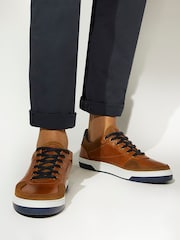 Dune London Brown Thorin Court Sneakers - Image 1 of 5