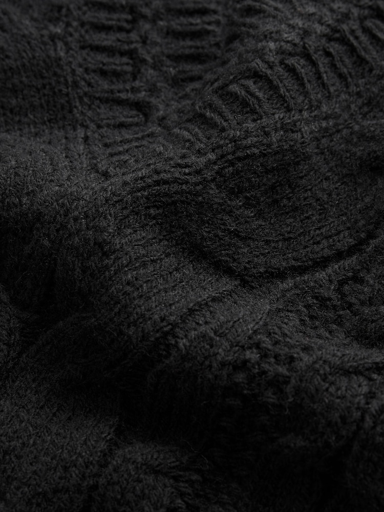 Black Cable V-Neck Knit Dress - Image 2 of 6