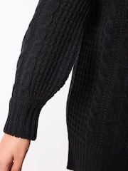 Black Cable V-Neck Knit Dress - Image 5 of 6
