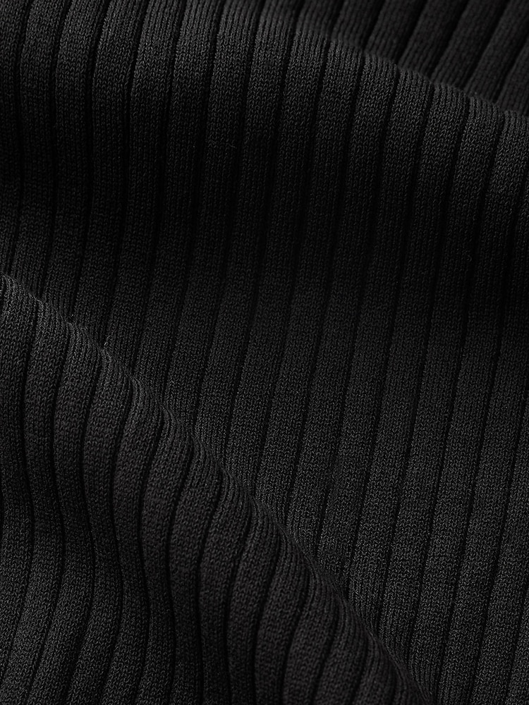Black Ribbed Gold Button Knitted Midi Dress - Image 6 of 6