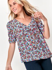 M&Co Blue Floral Shell Top - Image 1 of 4