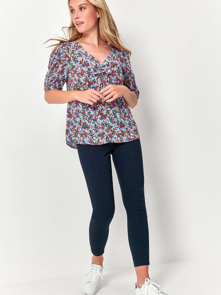 M&Co Blue Floral Shell Top - Image 2 of 4 M&Co Blue Floral Shell Top - Image 2 of 4