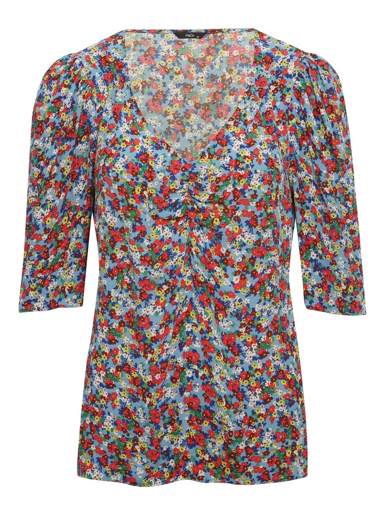 M&Co Blue Floral Shell Top - Image 4 of 4 M&Co Blue Floral Shell Top - Image 4 of 4