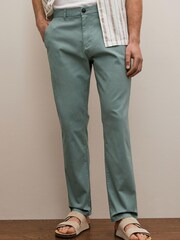 Light Blue Straight Stretch Chinos Trousers - Image 1 of 7