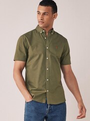 Khaki Green Short Sleeve Stretch Oxford Shirt - Image 1 of 4